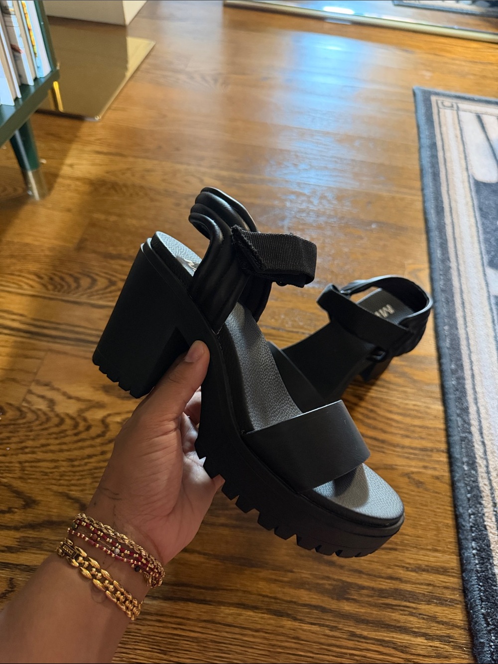 MIA Black Chunky Platform Lug Sandals